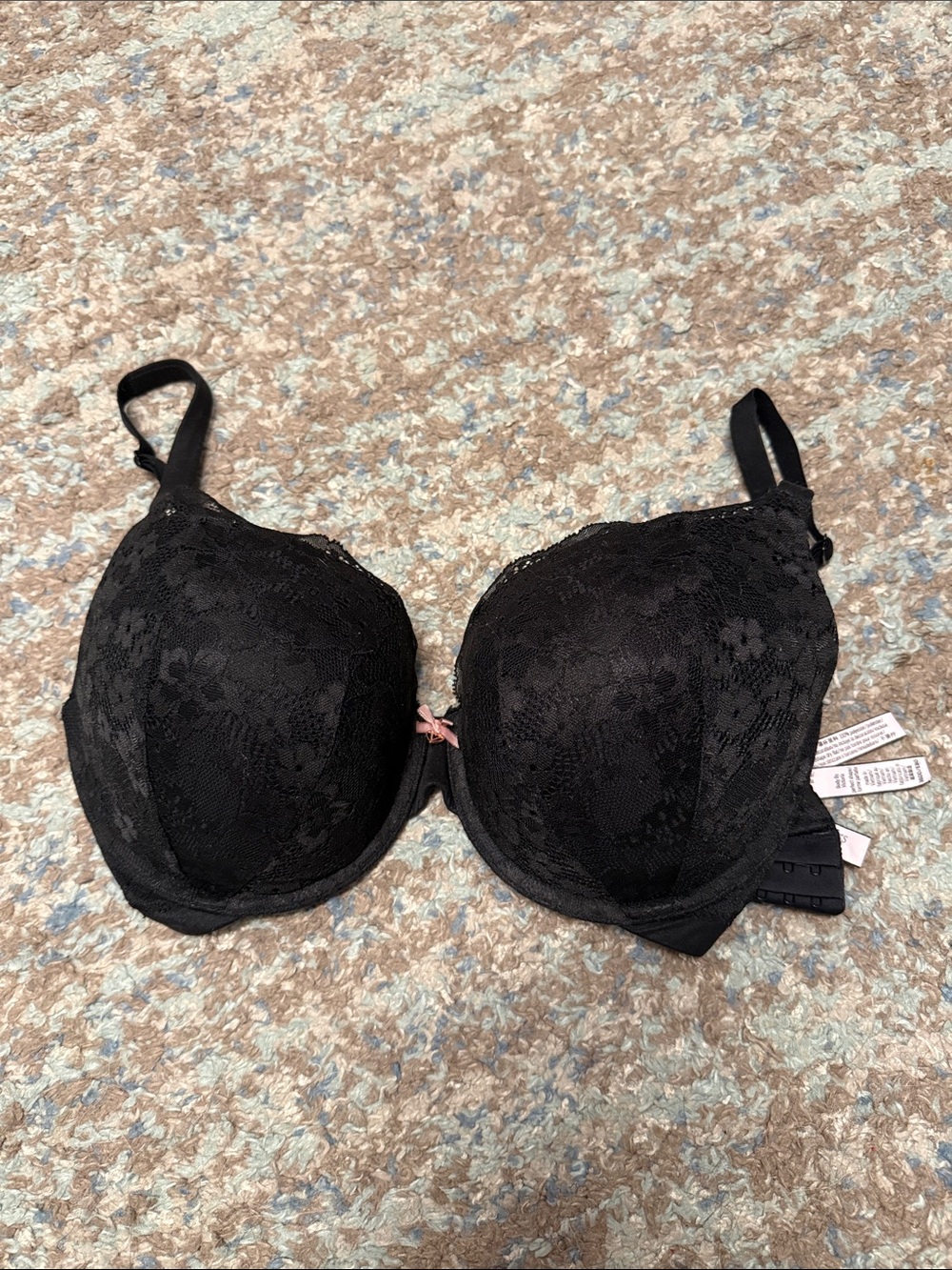 Victoria's Secret Black Lace Underwire Bra with Bow Accent